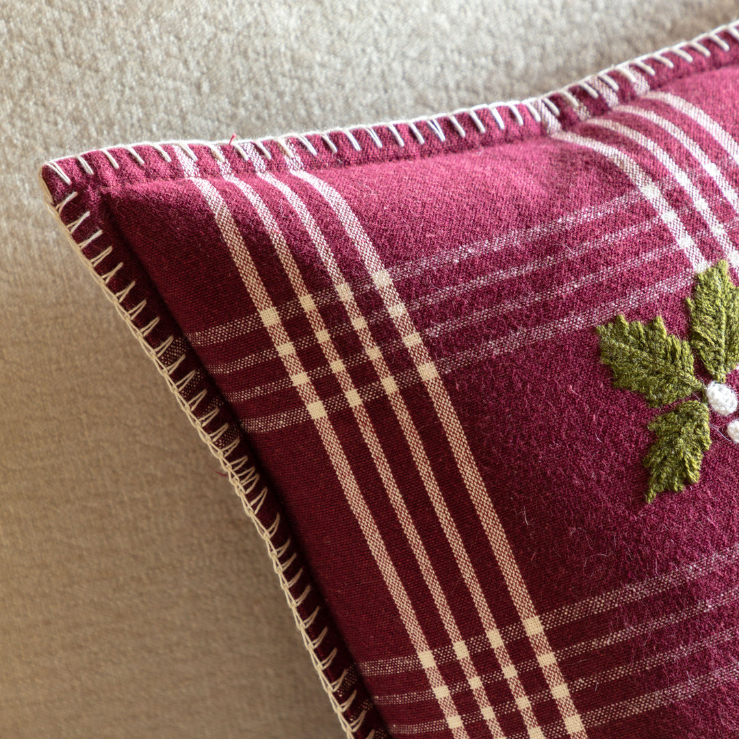 Heritage Joy To The World Cushion Merlot