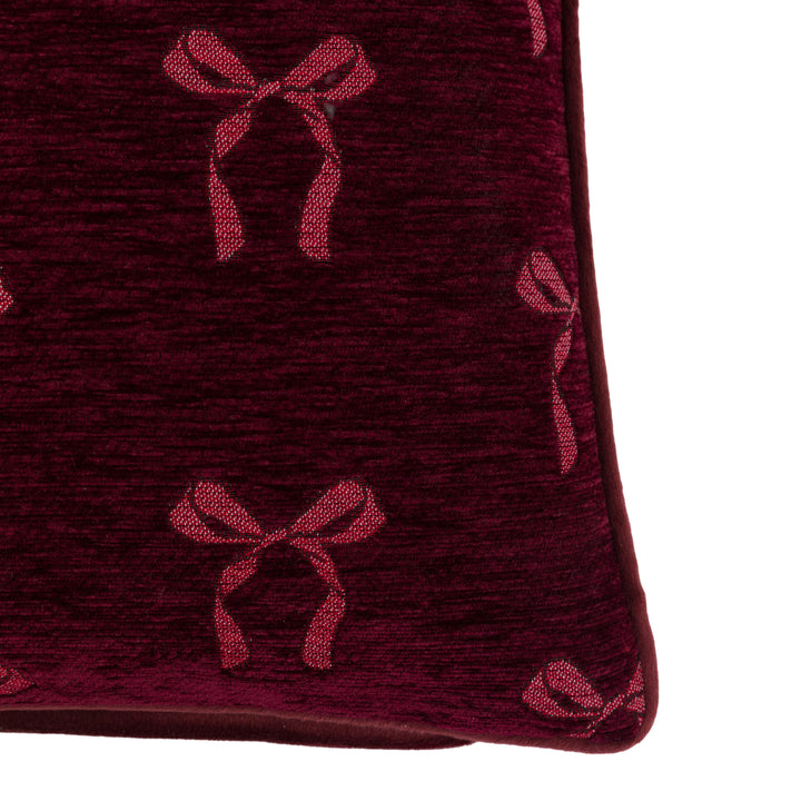 Heritage Bow Chenille Cushion Merlot