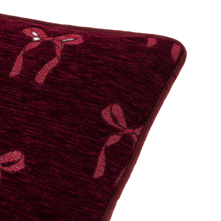 Heritage Bow Chenille Cushion Merlot
