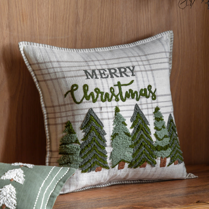Woodland Merry Christmas Trees Cushion