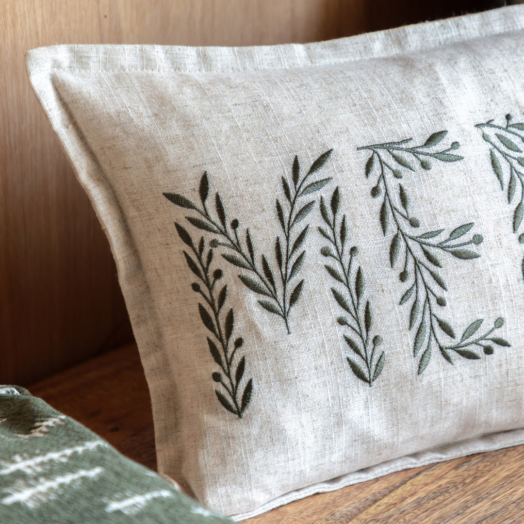 Woodland Embroidered Merry Cushion