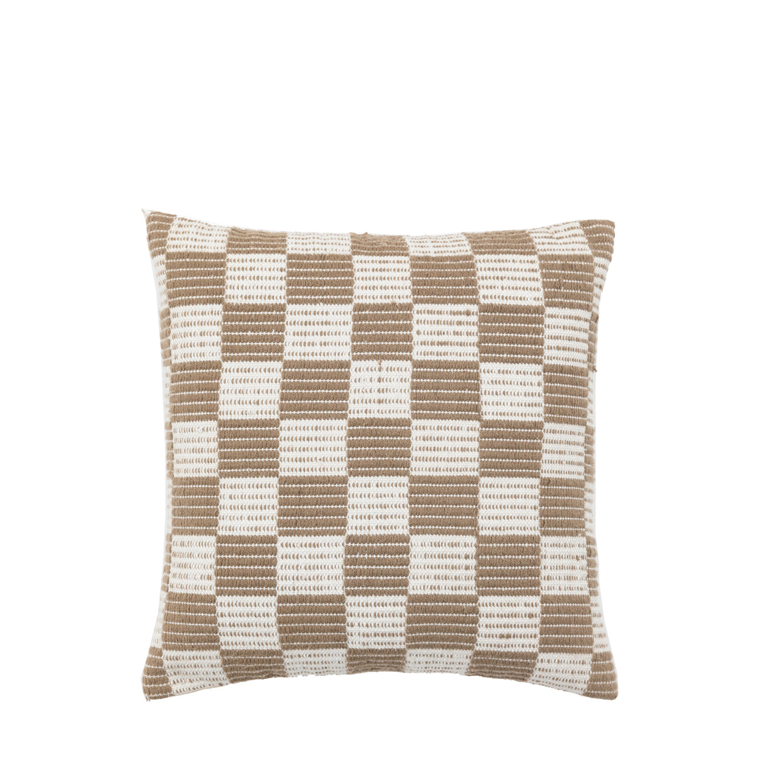 Winster Check Woven Cushion in Taupe