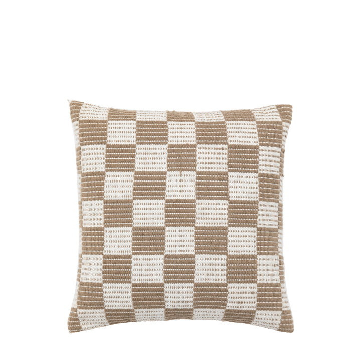 Winster Check Woven Cushion in Taupe