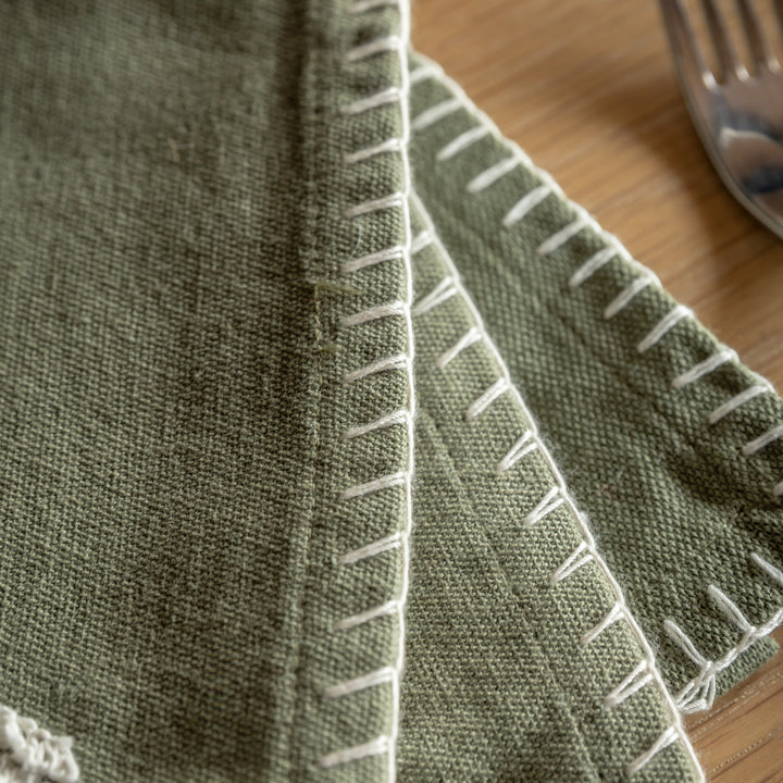 Set of 4 Woodland Embroidered Tree Napkins