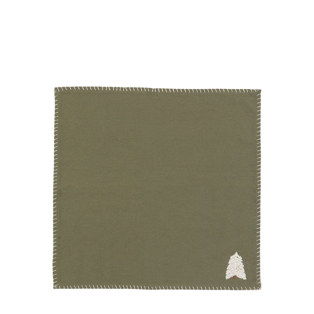 Set of 4 Woodland Embroidered Tree Napkins