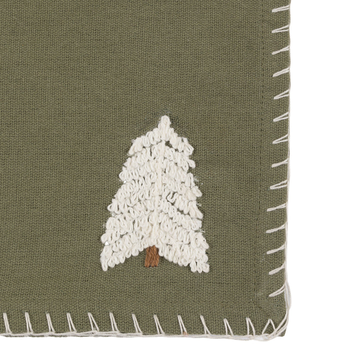 Set of 4 Woodland Embroidered Tree Napkins