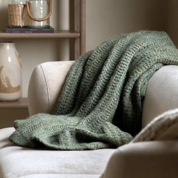 Luxury Melange Knit Throw in khaki - PRE ORDER