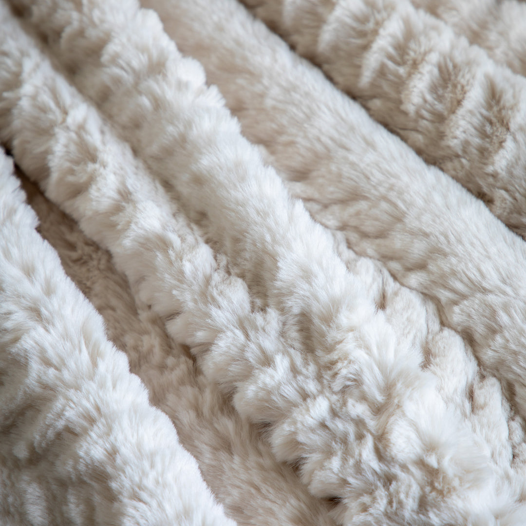 Chevron Brushed Rabbit Faux Fur Throw