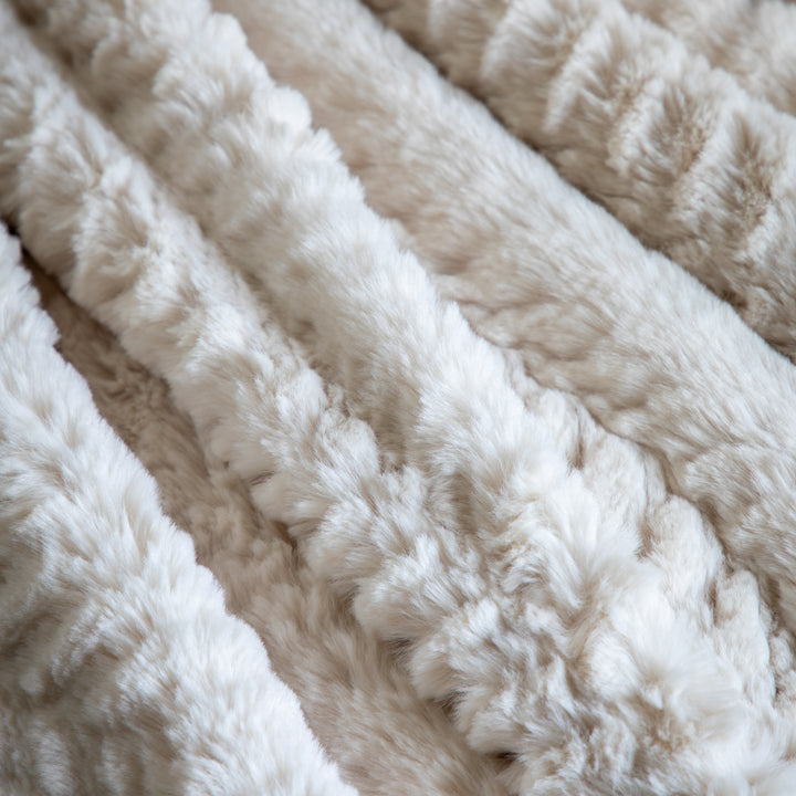 Chevron Brushed Rabbit Faux Fur Throw