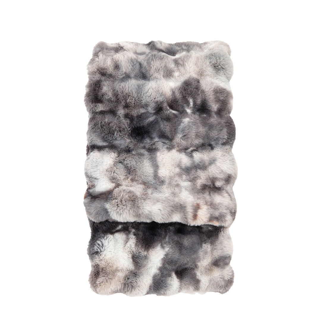 Marshmallow Marble Rabbit Faux Fur Throw - Soft Grey