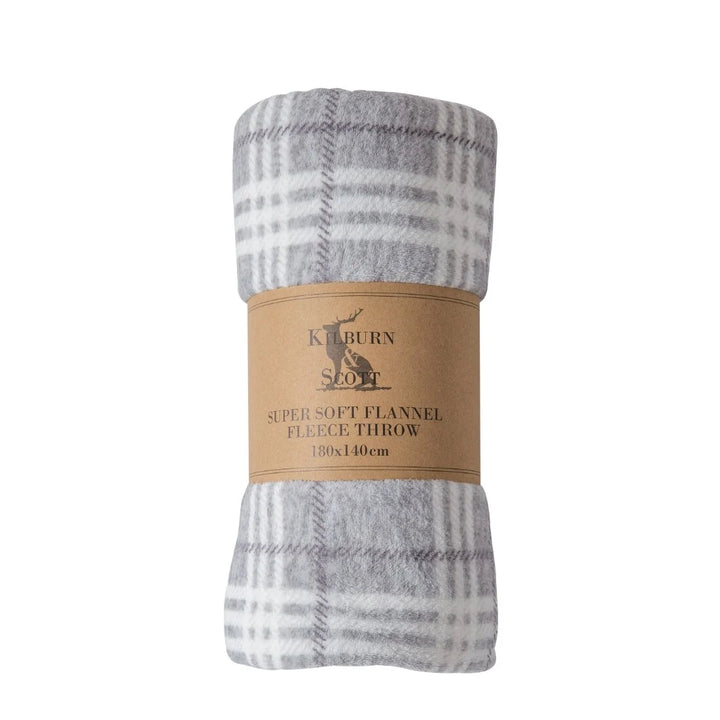 Checkmate Rolled Fleece Throw in Silver