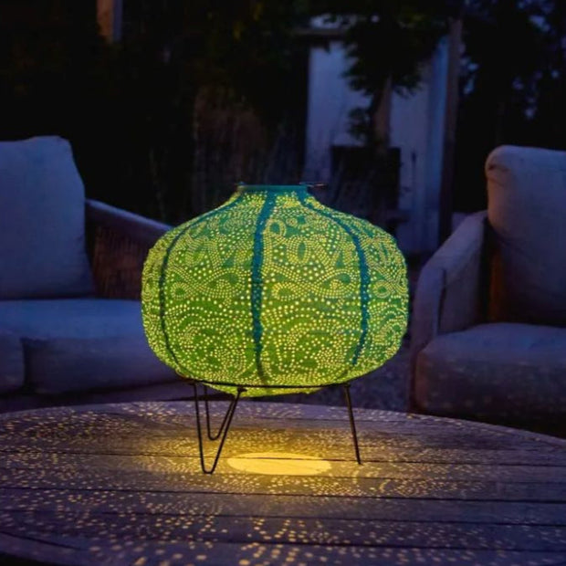 Moroccan Solar Lantern - Pumpkin Teal