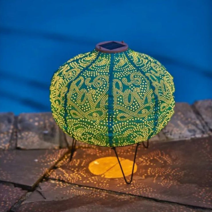 Moroccan Solar Lantern - Pumpkin Teal