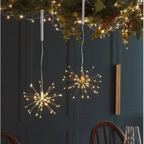 Starburst Hanging LED Light in Silver 17cm