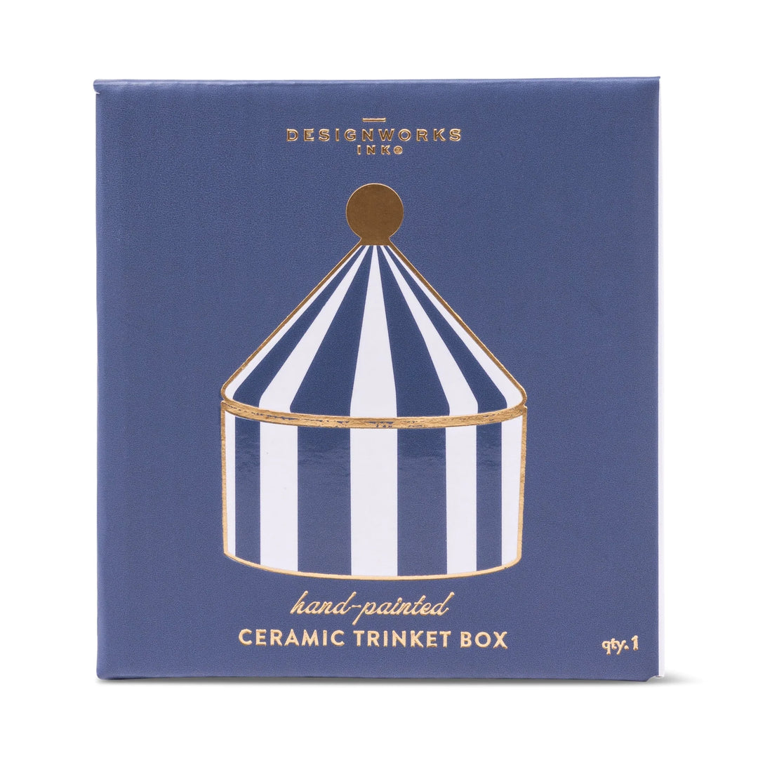 Ceramic Trinket Box in Navy Stripe