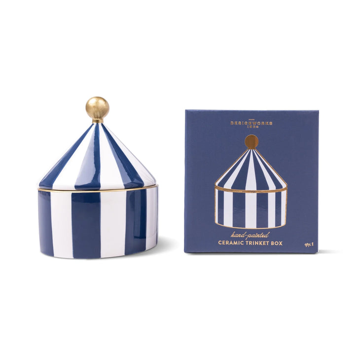 Ceramic Trinket Box in Navy Stripe