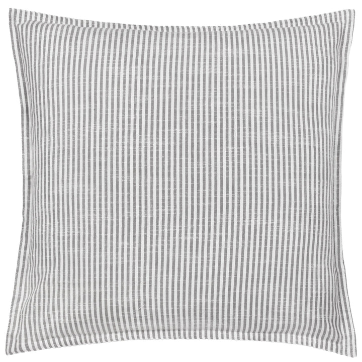 Truro Striped 100% Cotton Feather Filled Cushion in Grey
