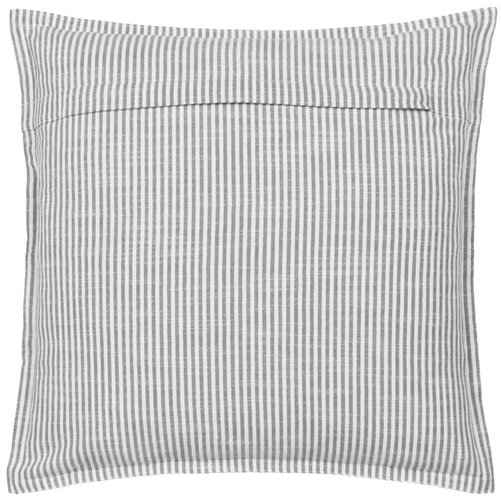 Truro Striped 100% Cotton Feather Filled Cushion in Grey