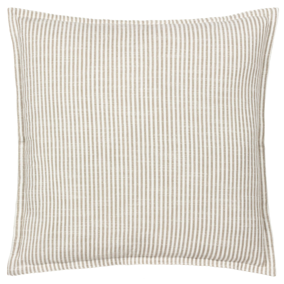 Truro Striped 100% Cotton Feather Filled Cushion in Natural