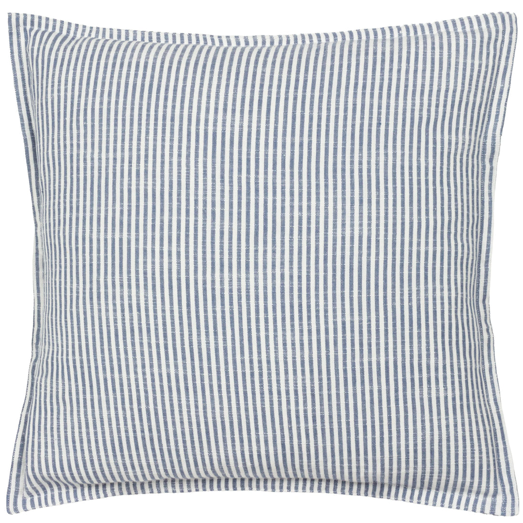 Truro Striped 100% Cotton Feather Filled Cushion in Skyline