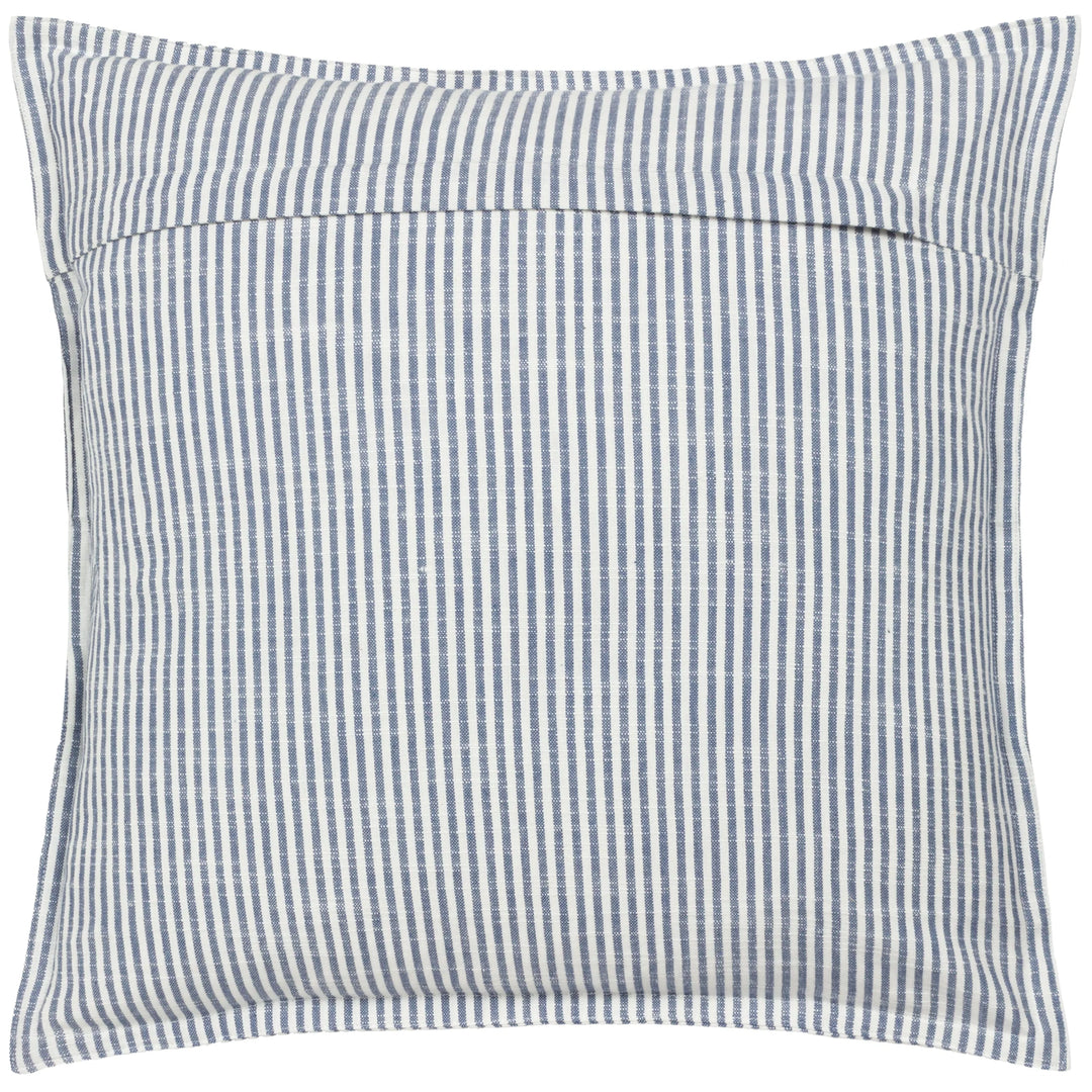 Truro Striped 100% Cotton Feather Filled Cushion in Skyline