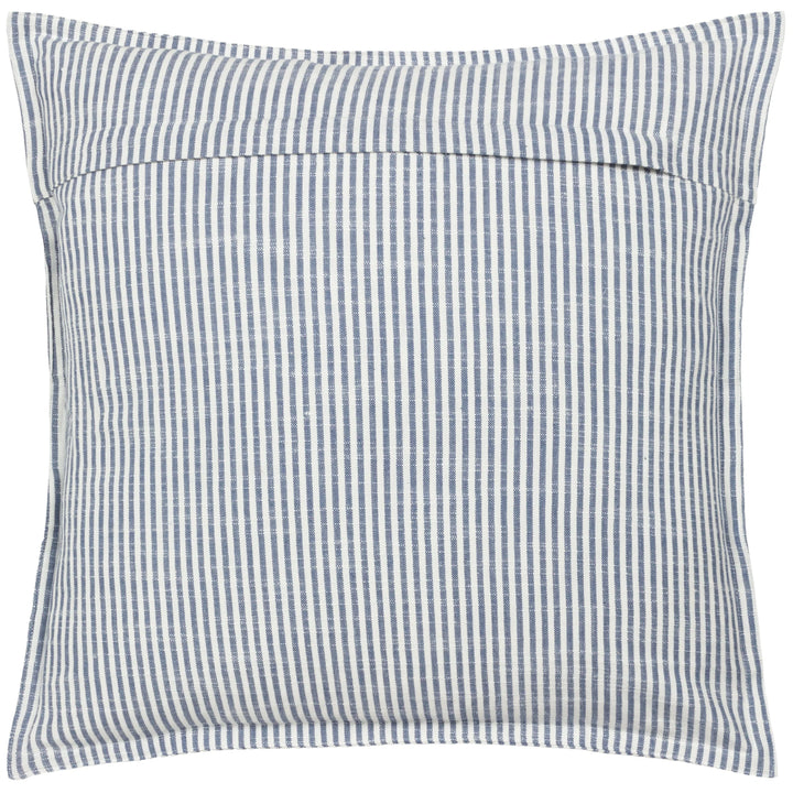 Truro Striped 100% Cotton Feather Filled Cushion in Skyline