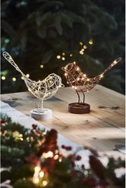 Pre-lit Table Robin in White