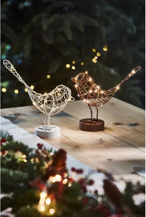 Pre-lit Table Robin in White