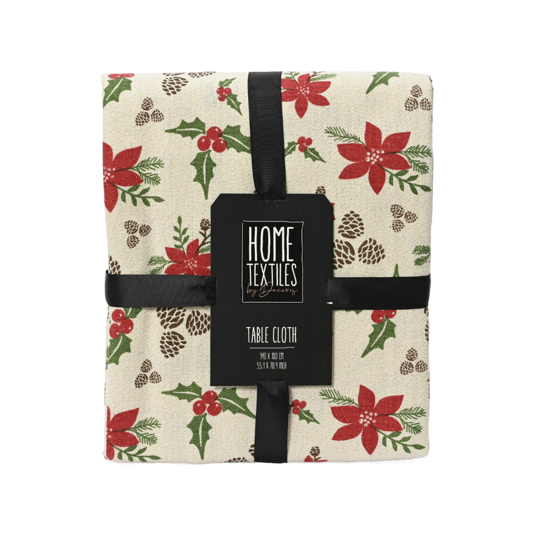 Small Mistletoe & Pinecone Rectangular Tablecloth