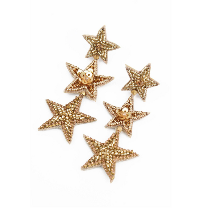 Triple Gold Star Earrings
