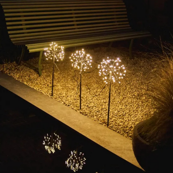 Set of 3 Mini Dandelion LED Stake Lights in Brown