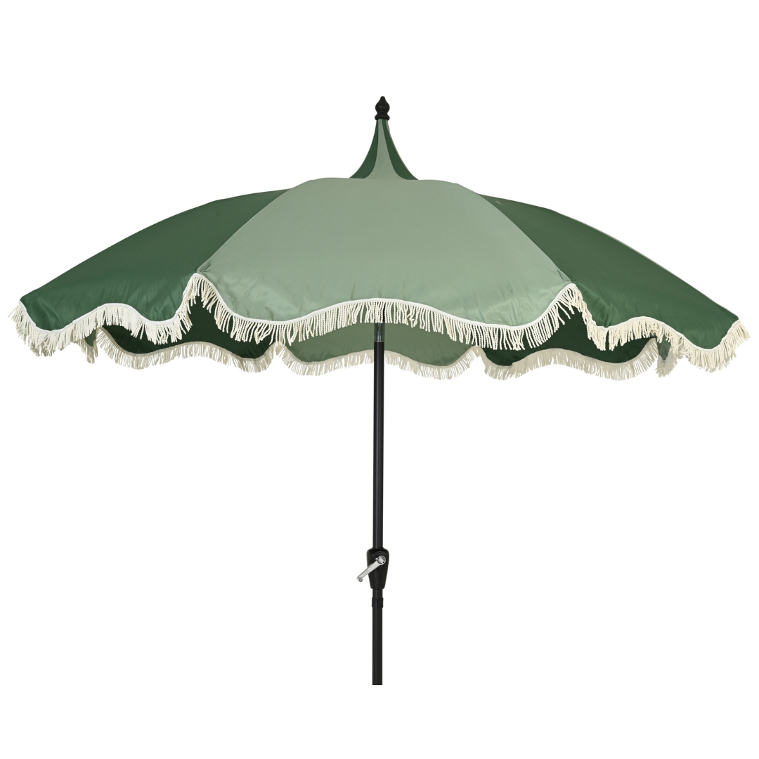 Green Scalloped Fringe Garden Parasol