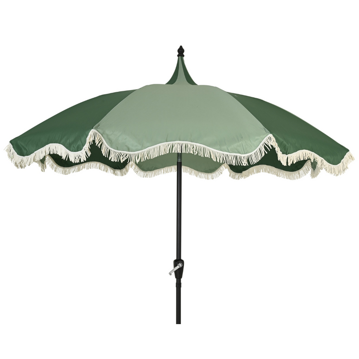 Green Scalloped Fringe Garden Parasol