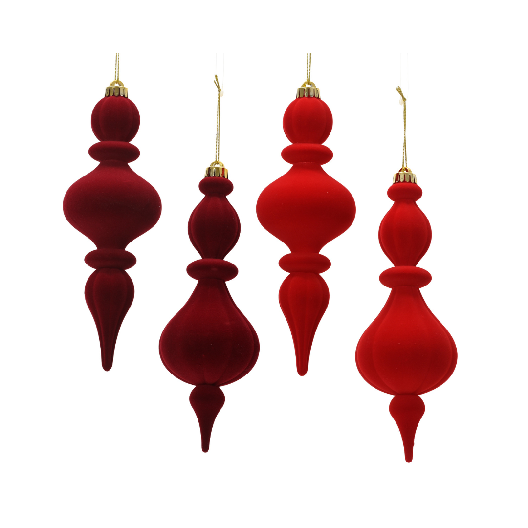 Set of 4 Red Christmas Tree Decorations