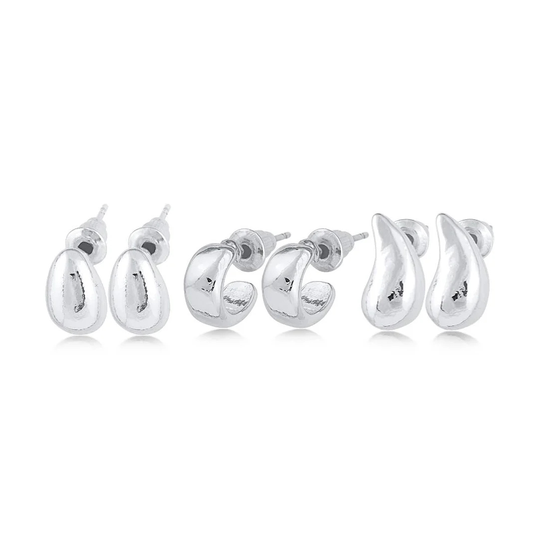Altea Set Of 3 Organic Shape Earrings