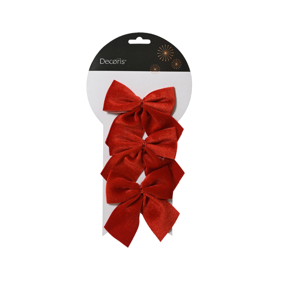 Set of 3 Small Red Decorative Christmas Bows