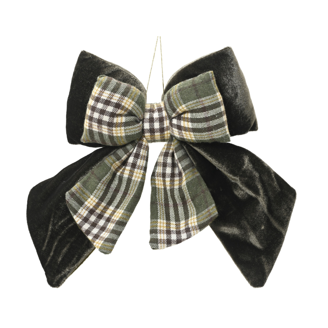 Green Tartan Decorative Christmas Bow