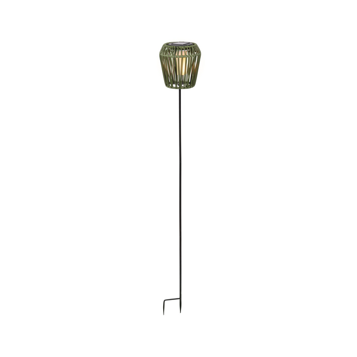 Wicker Solar Flame Stake Light in Green