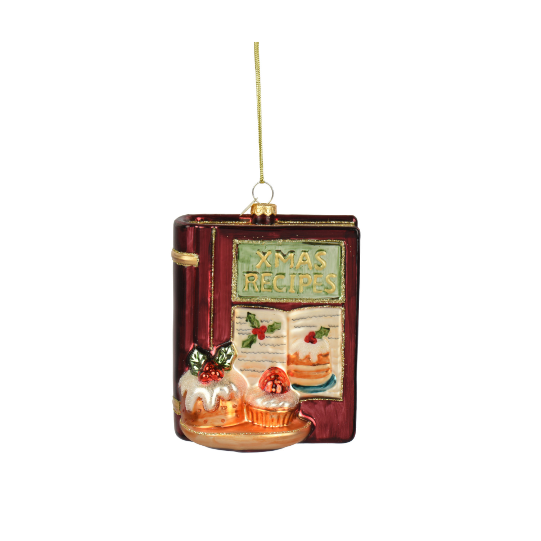 Christmas Recipe Book Glass Tree Decoration