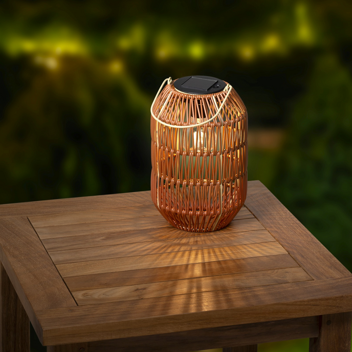 Solar Iron Lantern in Terracotta