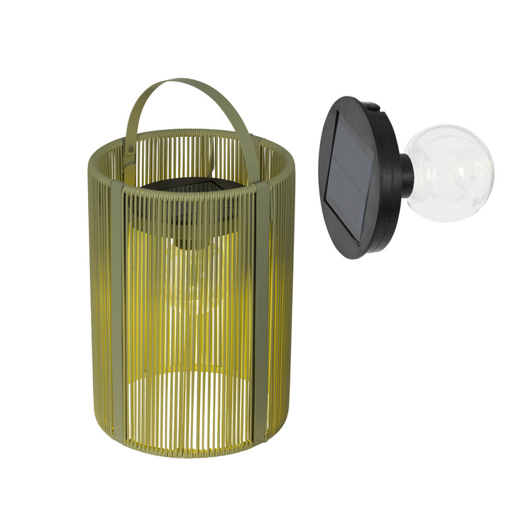 Solar Iron Wicker Lantern in Green