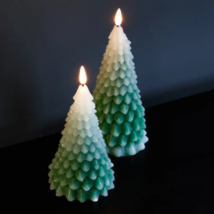 Set of 2 LED Winter Tree Candles