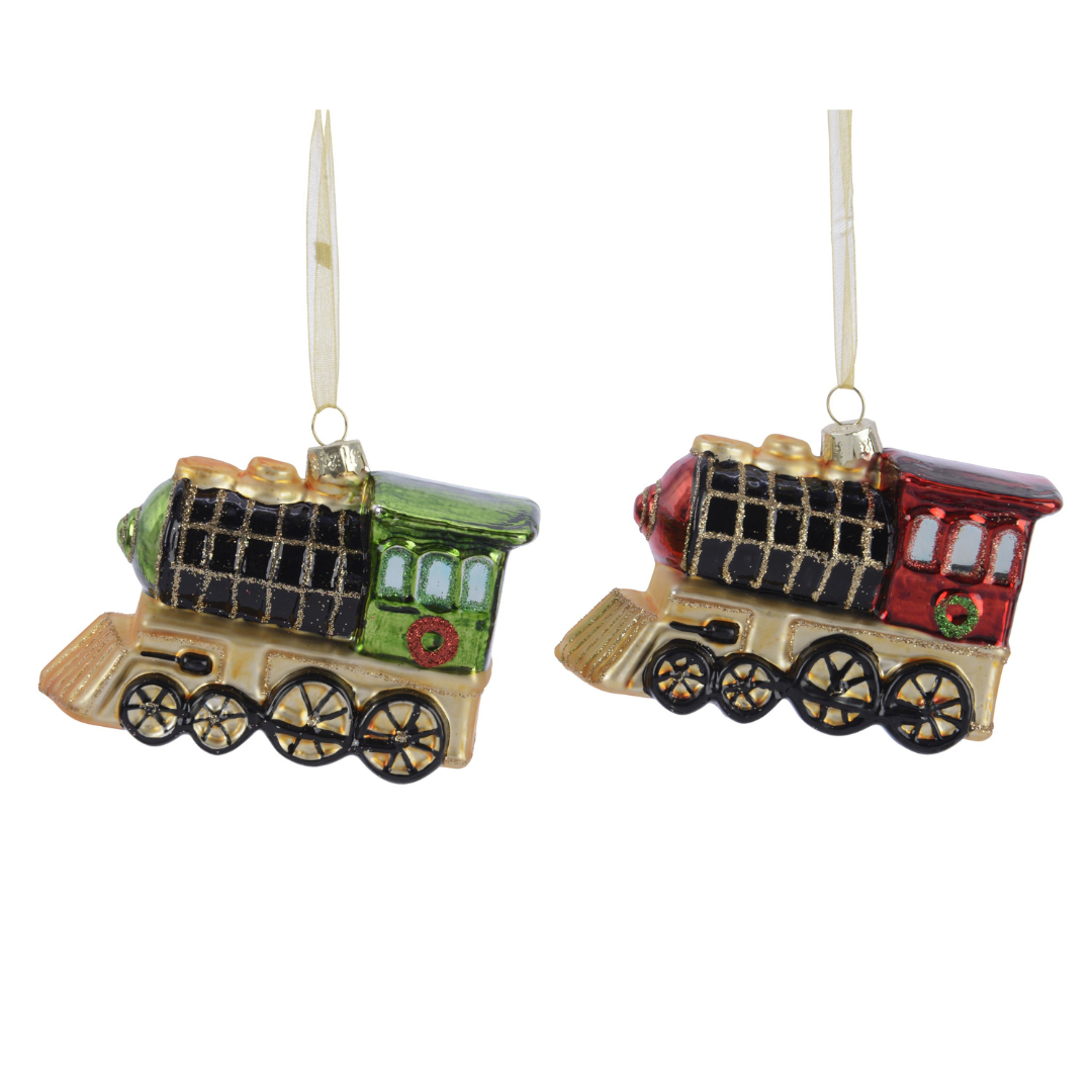 Set of 2 Christmas Train Tree Decorations