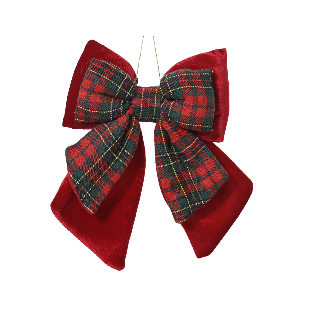 Red Tartan Decorative Christmas Bow