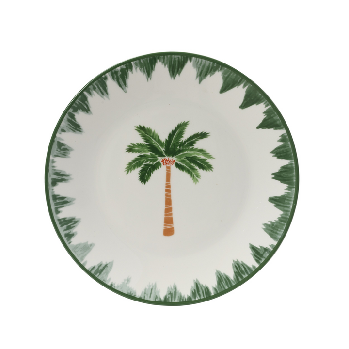 Set of 4 Porcelain Palm Breakfast Plates