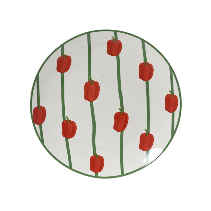 Set of 4 Porcelain Pepper Breakfast Plates