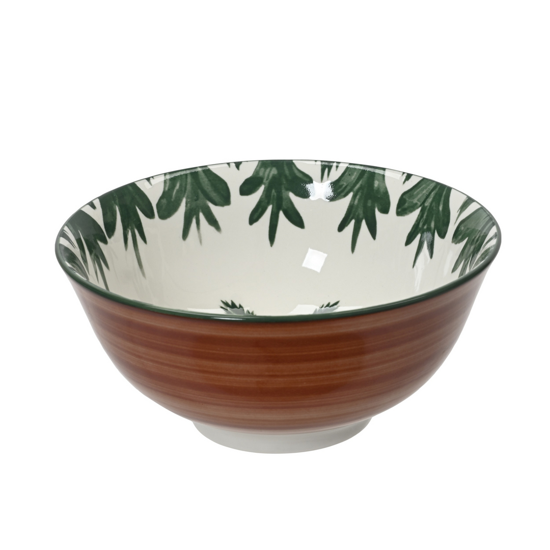 Set of 2 Porcelain Round Palm Bowls