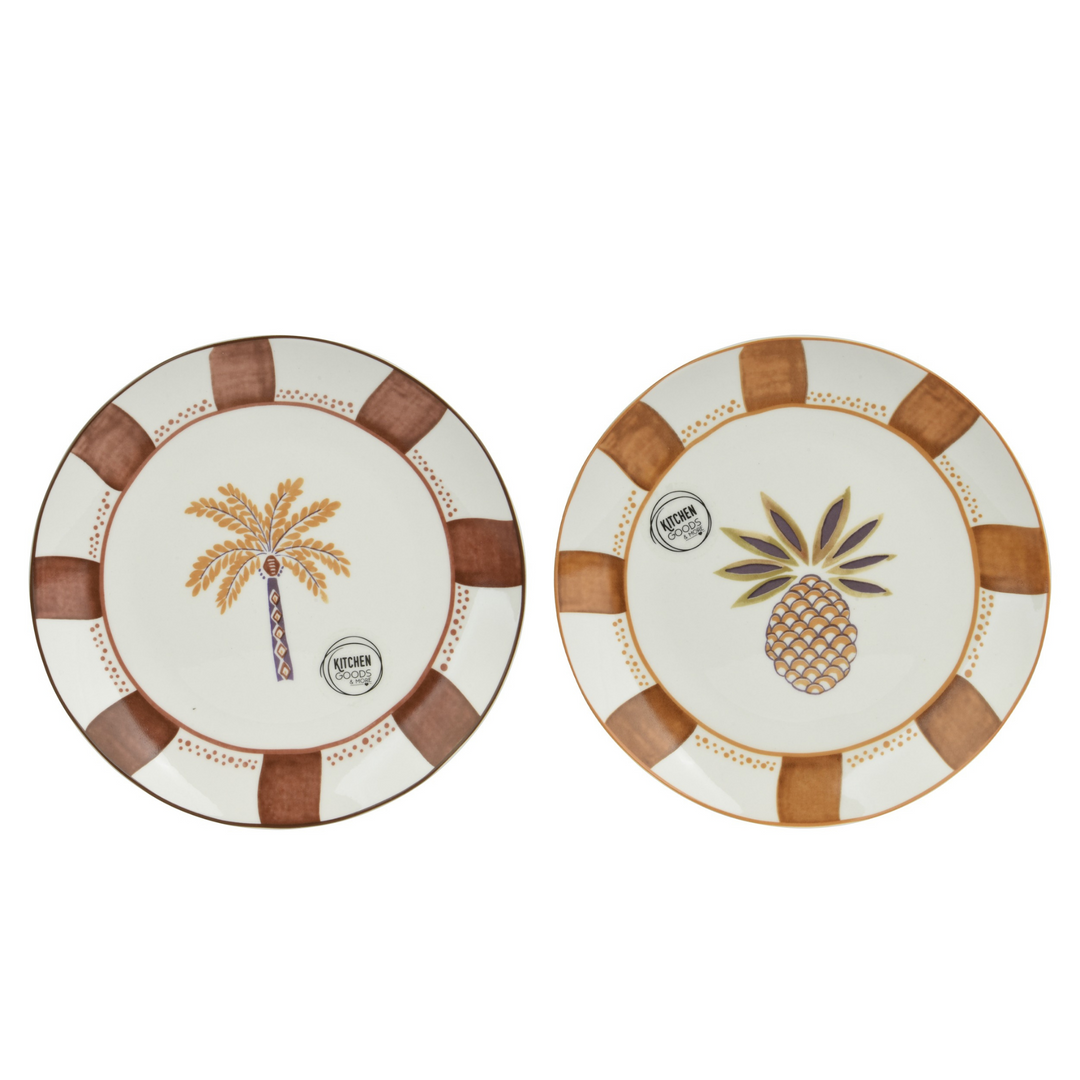 Set of 2 Porcelain Breakfast Palm Plates