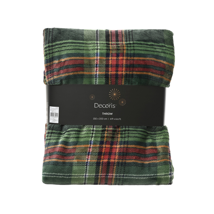 Green Tartan Christmas Throw