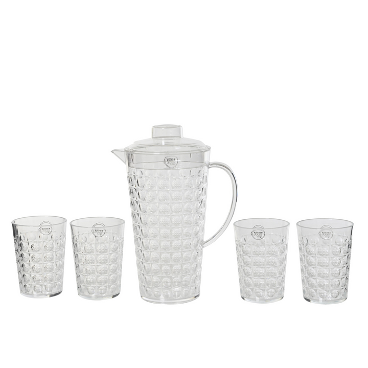 Clear Plastic Pitcher and Cup Set